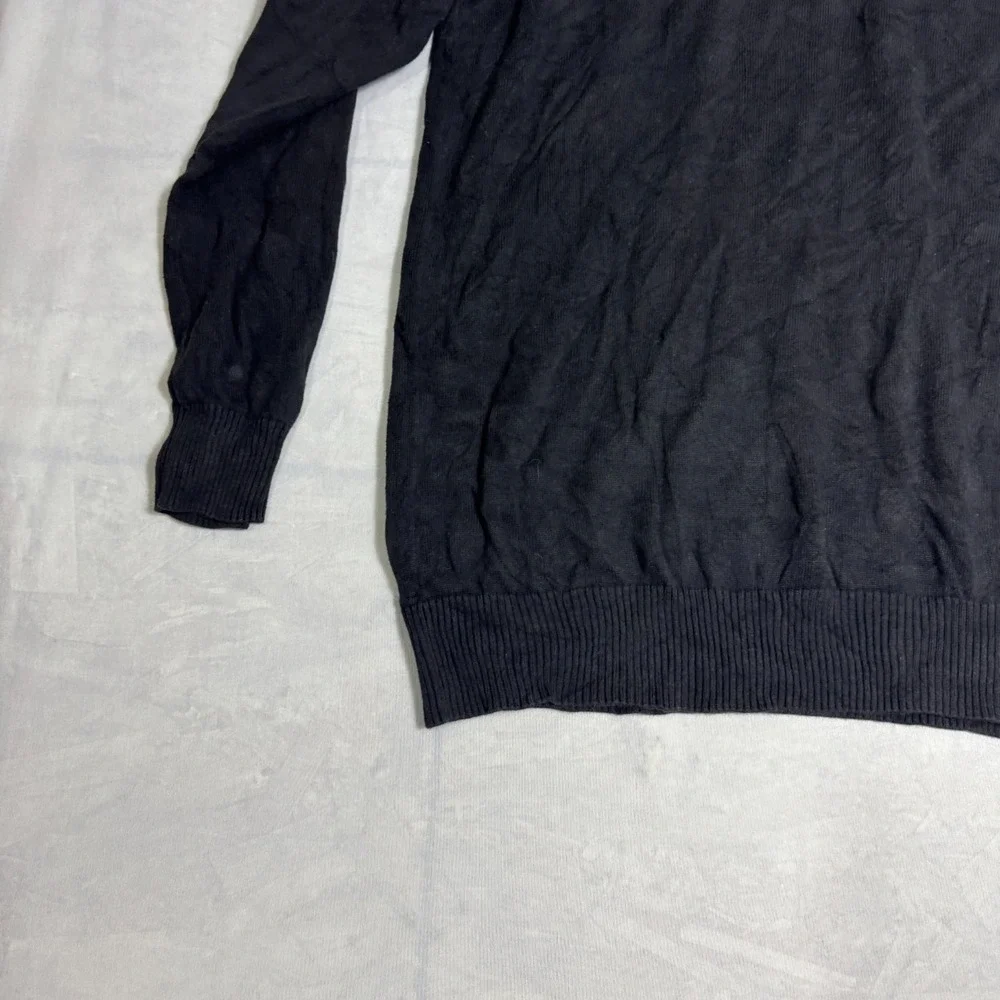 Old Navy Mens 1/4‎ Zip Pullover Sweater Black Knitted Ribbed Cuff Long Sleeve XL